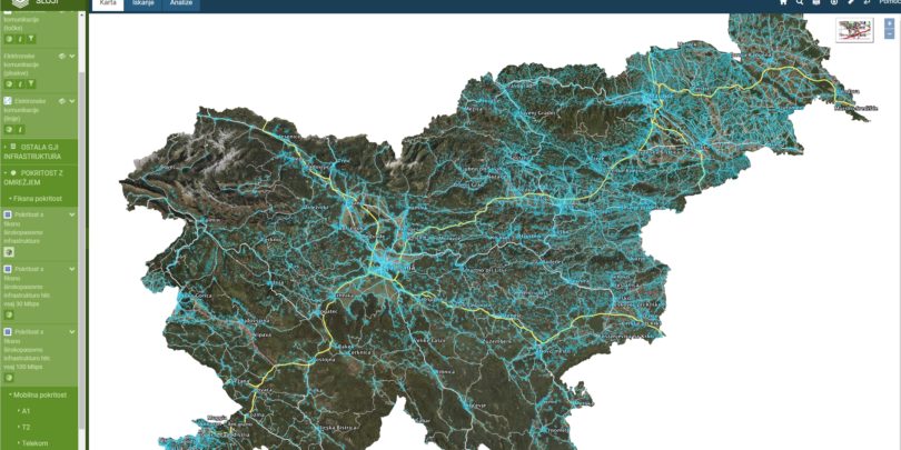 Poglej si, kakšna telekomunikacijska infrastuktura je na posamezni lokaciji