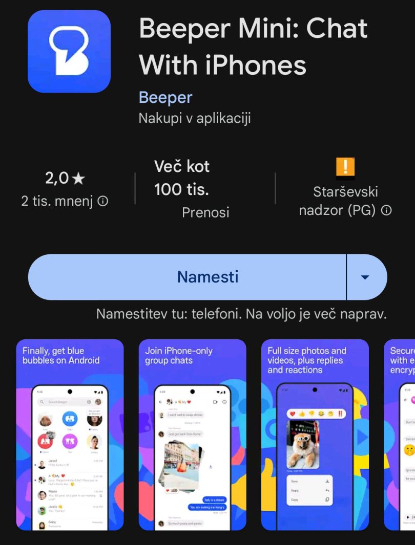 Modri oblački na Androidu mimo Appla
