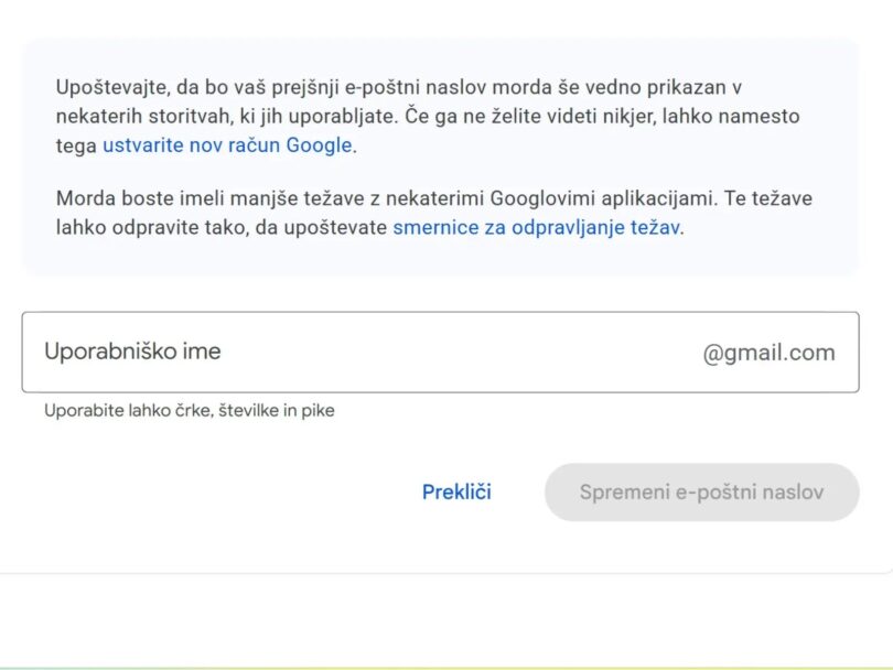 NEDELJSKI NASVET: Končno lahko spremenim GMAIL naslov!